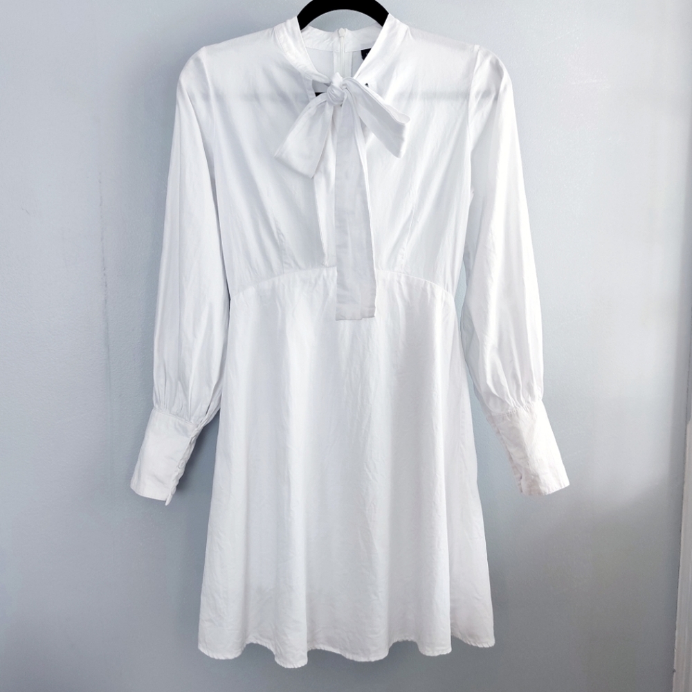 Skingraft by Jonny Cota long sleeve white dress with tie front